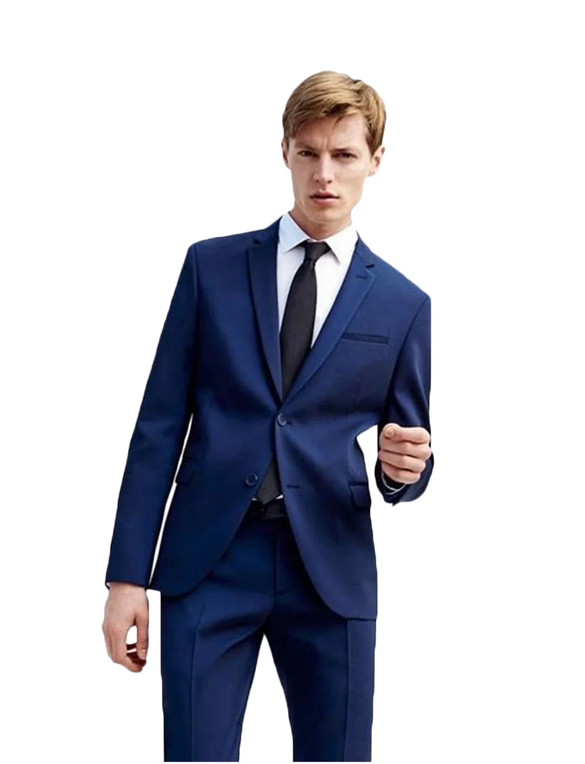 

Blue Men's 2 Pieces Suit Two Buttons Smart Casual Jacket & Trousers Italian Designer Party Wedding Business Slim Fit Homme