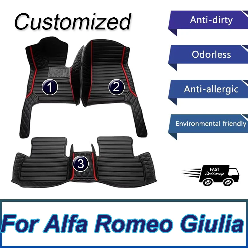 

Автомобильные коврики для Alfa Romeo Giulia 2017 2018 2019 2020 2021 2022 2023 2024 Пользовательские подушечки для ног автомобильный ковер чехол