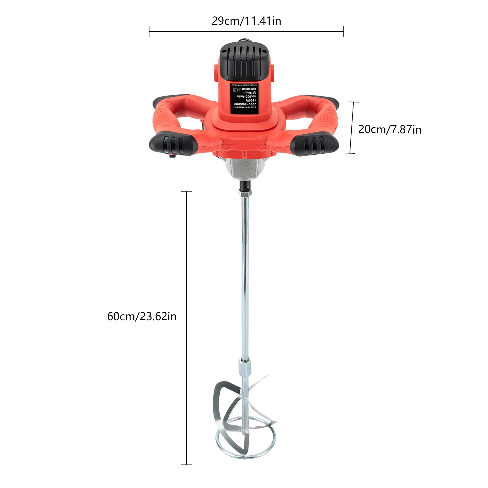 1500W EU Standard 220V Plaster Paint Mixer with 6 Adjustable Speeds Heavy Duty Dual Handle Construction Mixing Tool