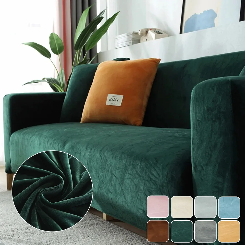 

1/2/3/4/5 Seaters Velvet Sofa Cover Soft Plush Furniture Protector Non-slip Elastic Bottom Couch Slipcover for Living Room Decor