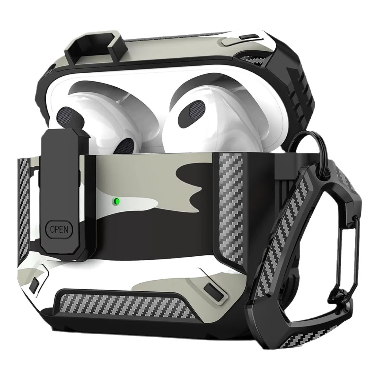 

Camouflage earphone case for airpods 1 /2 /3 / 4 carbon fibre switch Protect Cover For airpods pro / pro2