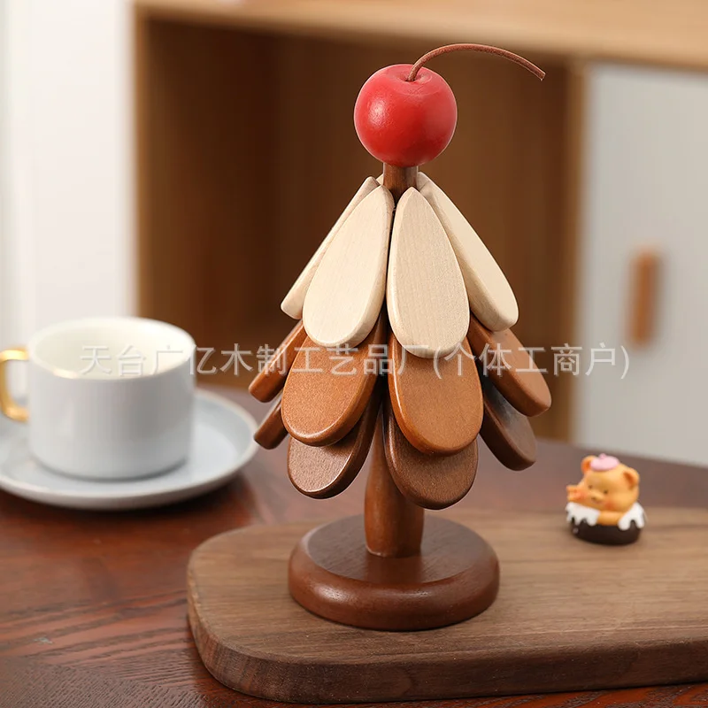 2024 Christmas Tree Insulation Pad Advanced Feeling Creative Tree Solid Wood Anti Heat Pot Mat Folding Mat Table Decorations