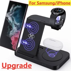 4 In 1 Wireless Charger Stand For iPhone 15 14 13 12 Samsung S23 S22 Ultra Note Galaxy Watch Foldable Fast Charging Station Dock