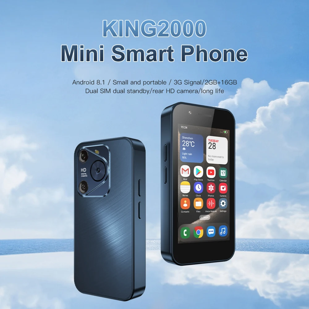 SERVO KING2000 Lightweight Smart Bar Phone 3G WCDMA 3.0 inch Screen Android System Play Store Map WiFi 2 SIM Small Smartphones