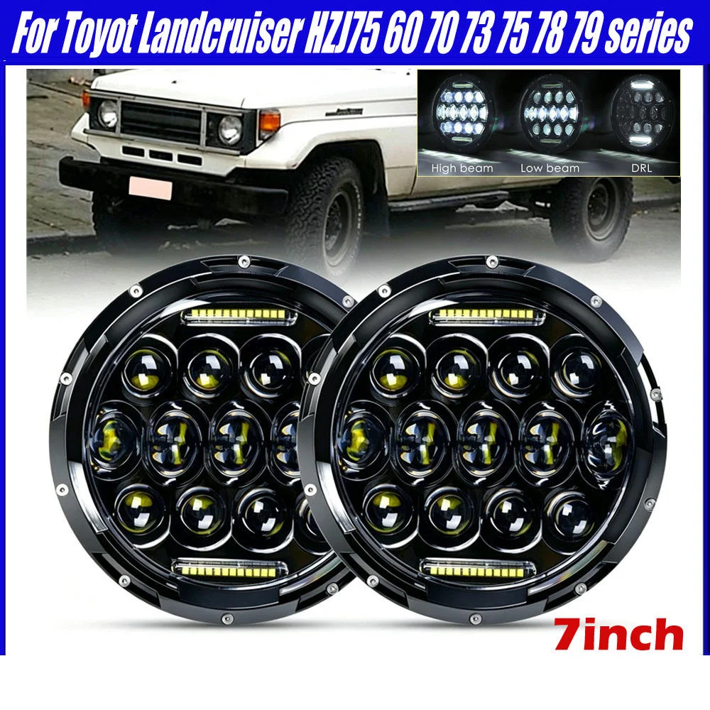 2Pcs 7 Inch Round LED Headlight DRL Turn Signal Projector Headlamp For Jeep Wrangler JK TJ CJ Toyota Land Cruiser Motorcycle
