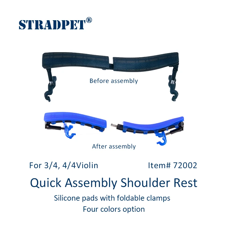 STRADPET Quick Assembly Shoulder Rest (Patented) -Silicone Rest with Foldable Clamps