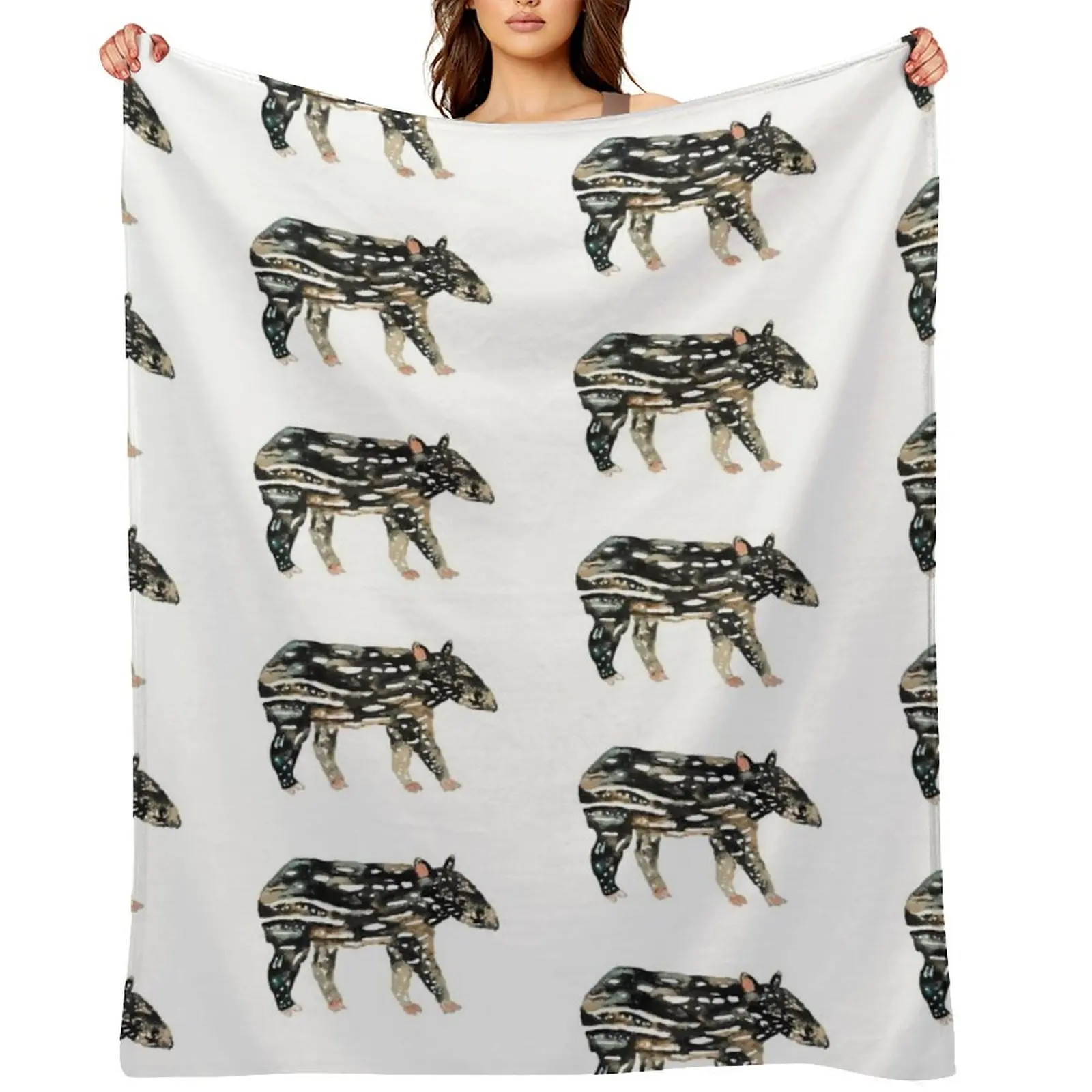 

Baby Malayan Tapir Watercolour Throw Blanket Furrys Loose For Sofa Thin Warm Blankets