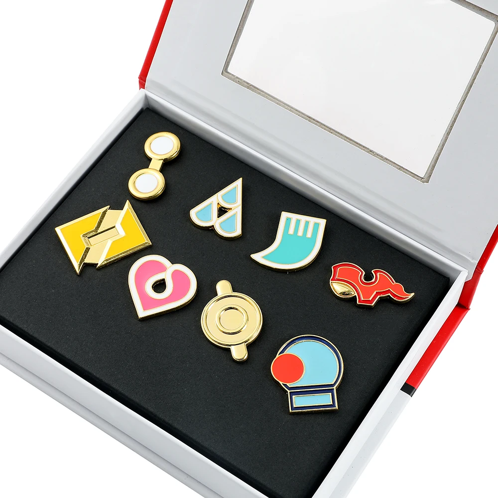 8-teiliges Anime Gym Abzeichen Emaille-Pins Set, Bunte Hartemaille Anstecknadeln, Trainer-Abzeichen, Sammlerstücke, Geschenkbox für Rucksack – Detail 3