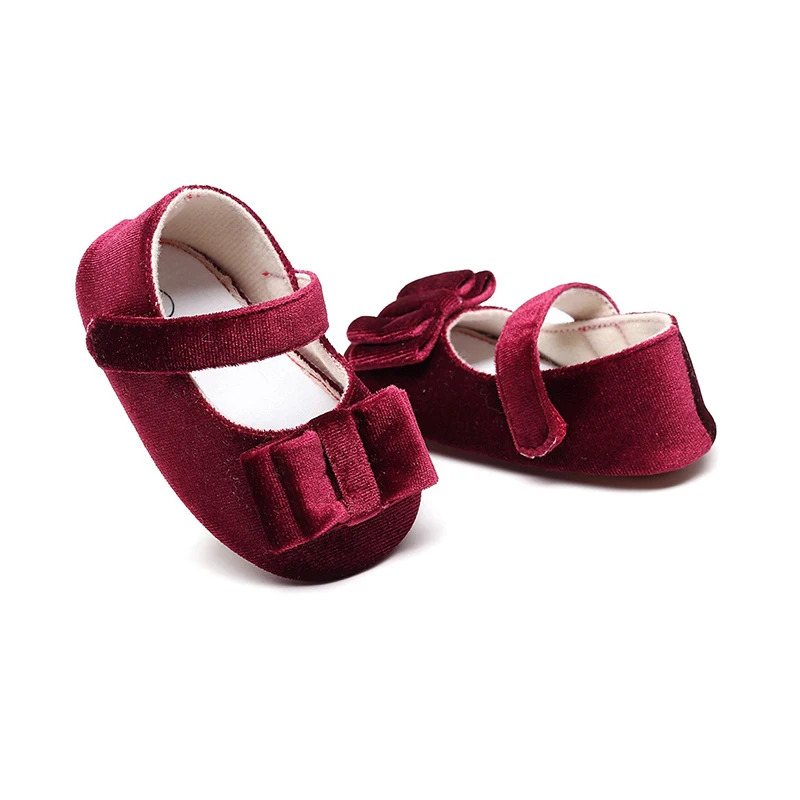 Suefunskry Neonate Mary Jane Flats Simpatico fiocco in velluto Scarpe eleganti da principessa Scarpe antiscivolo Spinr Scarpe casual autunnali