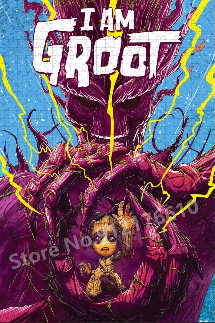 I Am Groot! Guardians of The Galaxy Jigsaw Puzzle Disney Superhero Wooden Puzzle Decompress Educational Family Game Gifts