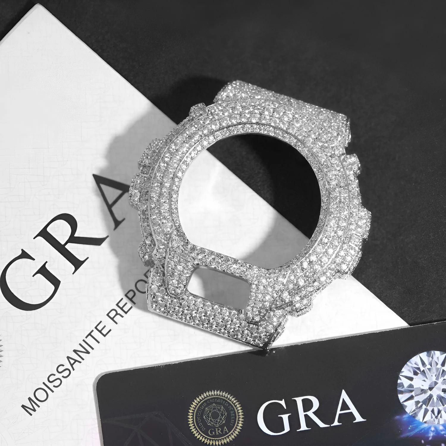 THE BLING KING Full Iced Out Moissanit Watch Case For DW6900 Cubic Zirconia Replacement Cover Hip Hop Luxury Mod Accessory
