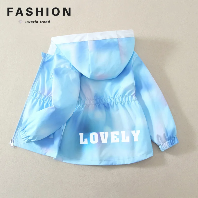 Girls' colorful Windbreaker 2026 New style Korean-style stylish girls' windbreaker Children's casual hooded jacket