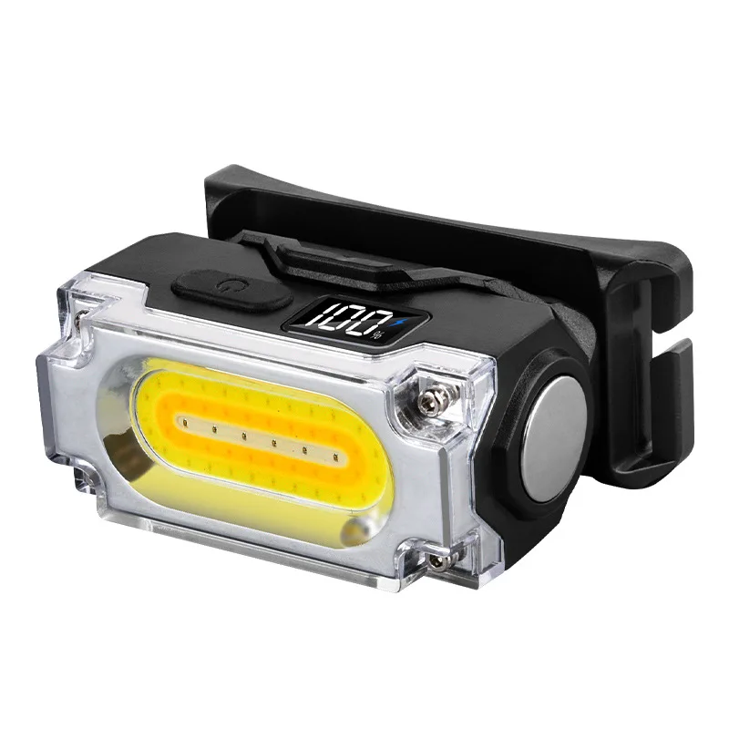 Lightweight Outdoor Work Headlight Magnetic Hat Clip Lamp 6 Lighting Modes Hiking Camping Fishing Headlamp with Digital Display