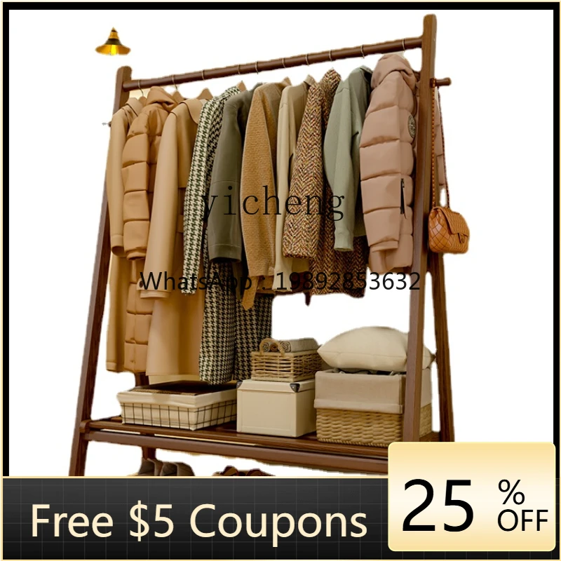 

ZC Solid Wood Coat and Hat Rack Clothes Hanger Floor Bedroom and Household Clothes Rack Simple Clothes Hanger