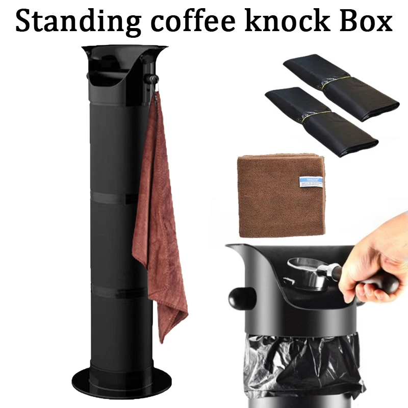 

Large Capacity Coffee Knock Bucket With Towels Espresso Coffee Grounds Container Floor Collector Standing Tall Knock Trash Can