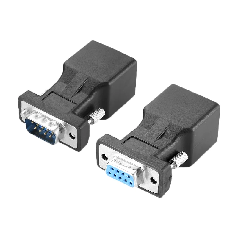 Adapter 2 SZT. DB9 RS232 męski/żeński na RJ45 żeński, konwerter portu COM na port Ethernet LAN
