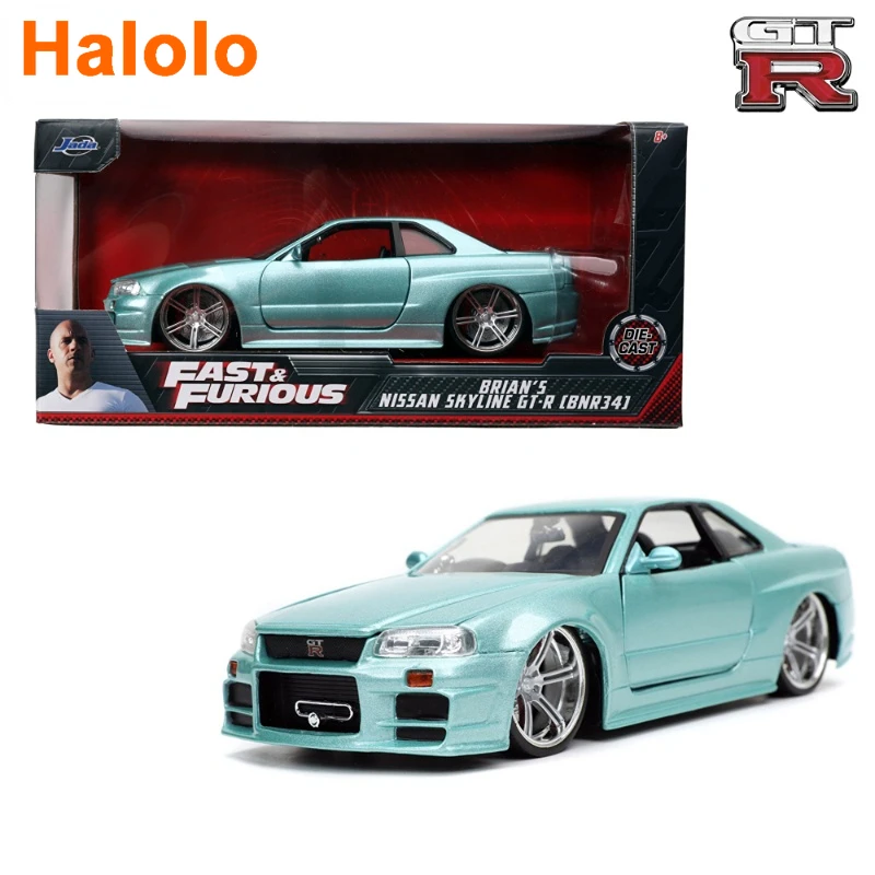 

1:24 Brian 2002 Nissan Skyline GT-R R34 Toys JDM Street Drift Super Cars Metal Case Gift J38