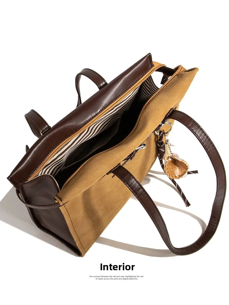 MuziKai Large Capacity Women's Tote Bag 2026 New Style Spring Autumn Commuting Office Bag Casual Simple Style Pure Color