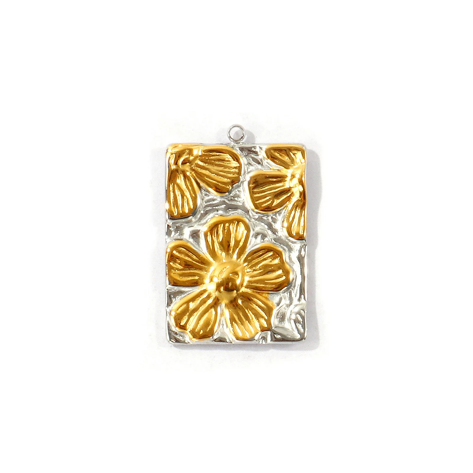 2 Stück zweifarbige Sonnenblumen-Anhänger, 18 Karat vergoldet, aus Edelstahl 304, zum Basteln von Schmuck und Halsketten, Großhandel. – Detail 4