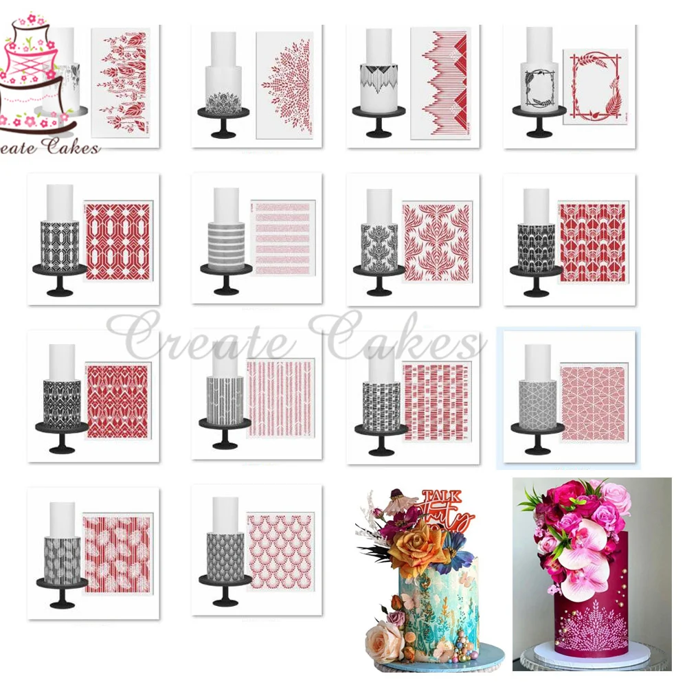 Chrysanthemum Wedding Cake Stencils Cake Lace Side Plastic Stencil Cake Side Lace Stencil DIY Drawing Shape Cake Decorating Too