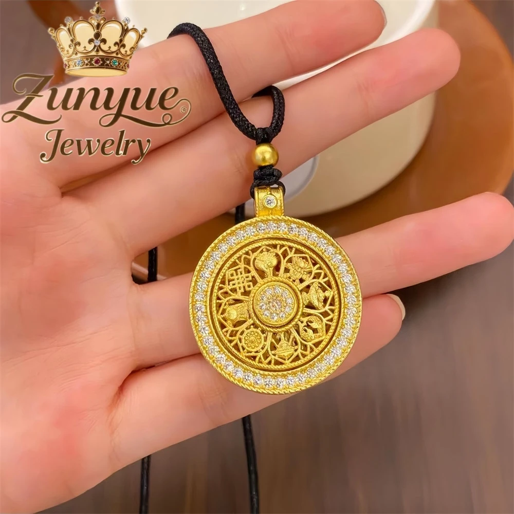 

Sand Gold Pendant Necklace Can Rotate The Eight Treasures Compass To Change The Fortune Fashion Jewelry Charms Elegant Exquisite