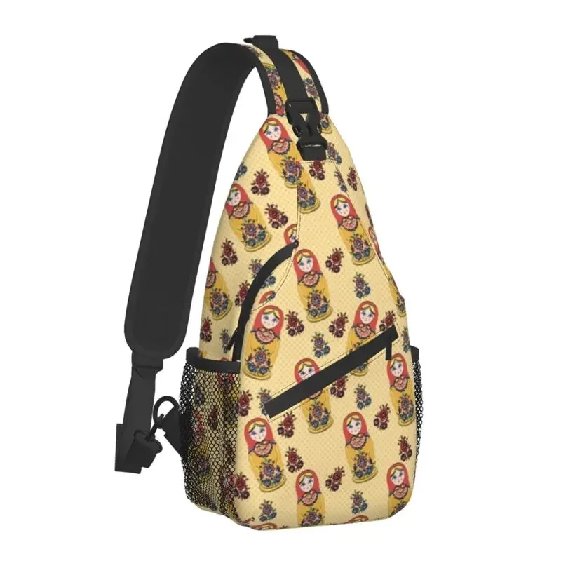 Russian Nesting Dolls Crossbody Sling Backpack Men Matryoshka Babushka Folk Art Shoulder Chest Bag for Cycling Camping Daypack