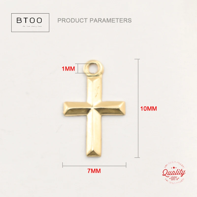 1/20 14K Yellow Gold Filled(14KGF) Cross Charm Cross Pendant DIY Jewelry Accessories Handmade Pendants Making Jewelry Findings
