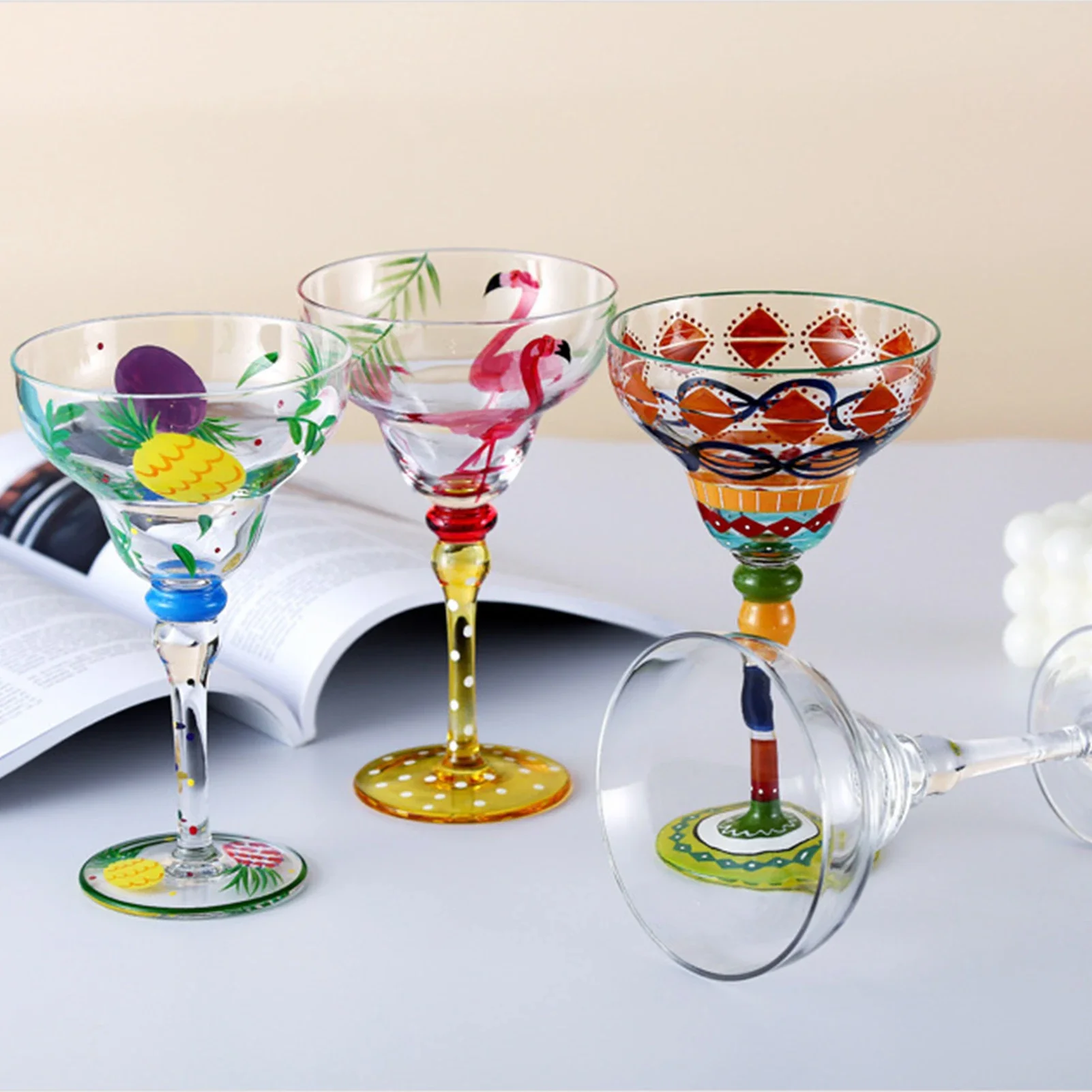 

Margarita Cocktail Goblet Cup Multi-Purpose Colorful Wine Glasses for Home Bar Wedding Party