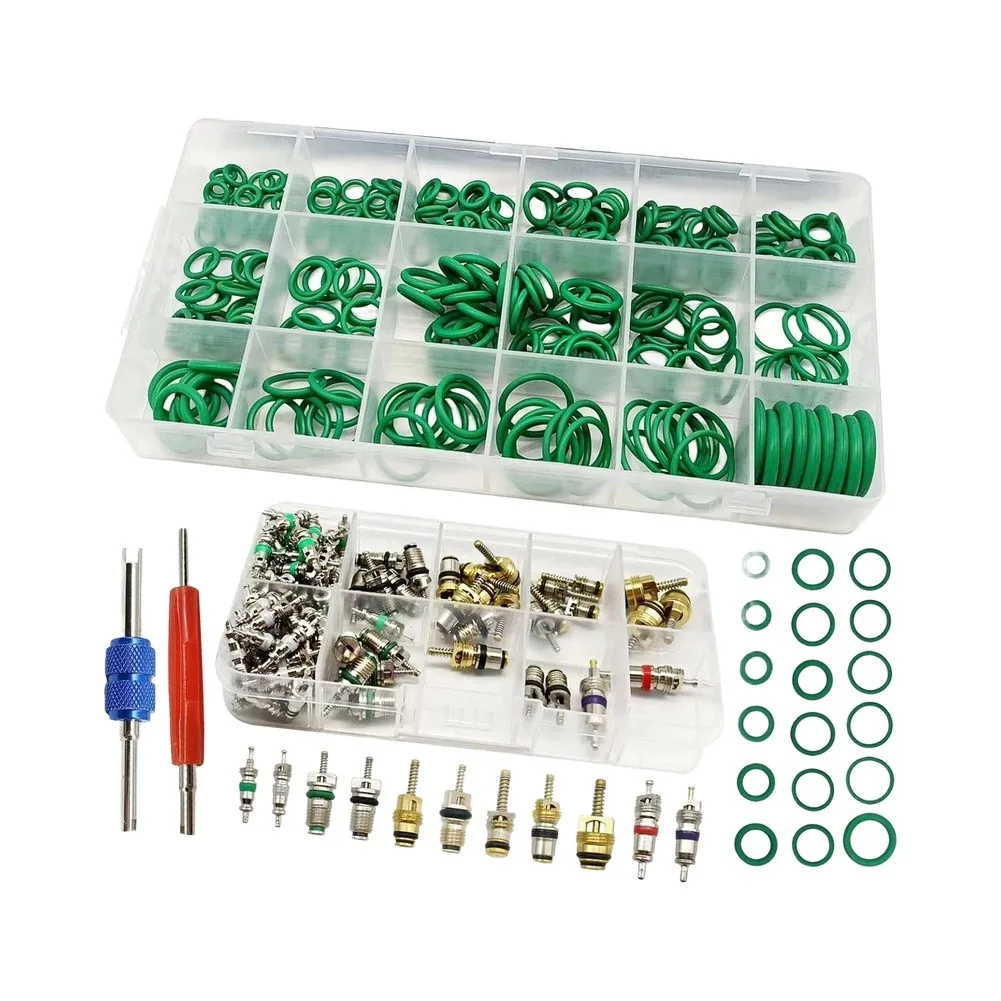 372 Pieces Car Air Conditioning Repair Kit  For R12 R134a O-Ring Set Valve Cores  Automotive Air Conditioning Repair Parts