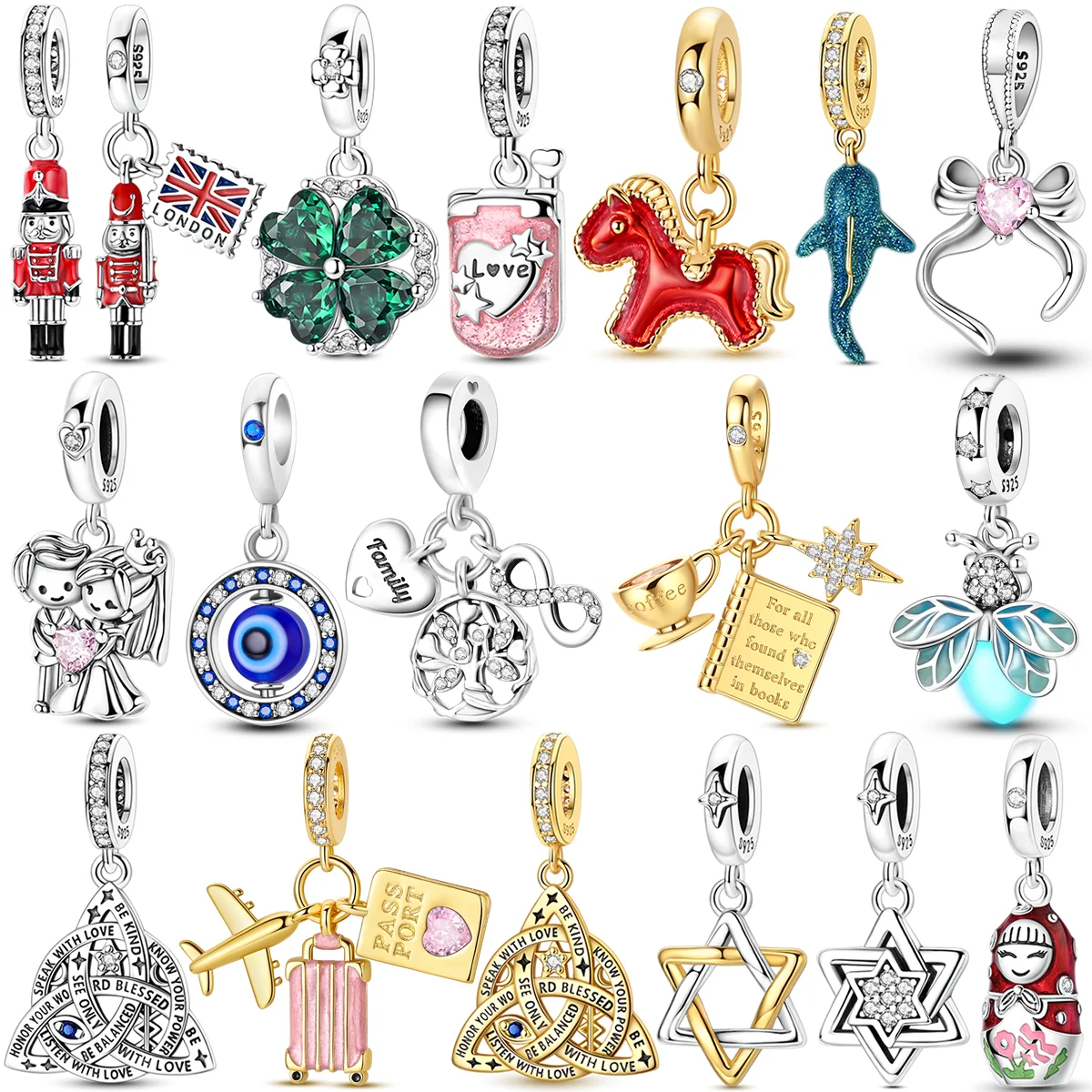 Red Guard Charms Bead 925 Sterling Silver CZ Zircon Pink Mobile Phone Wedding Gift Pendants Fit Original Bracelet DIY Jewelry