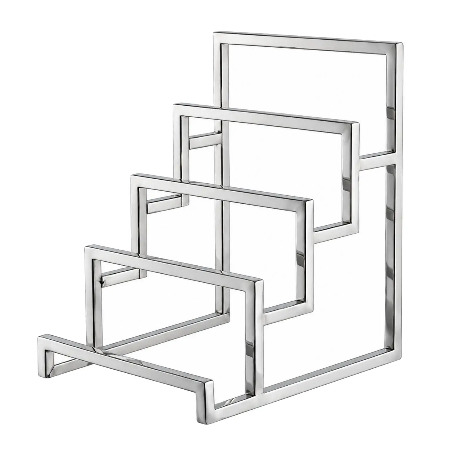 Polished Stainless Steel Wallet Stand for Retail Display Shelf Organizer with Tiered Showcase Rack Storage
