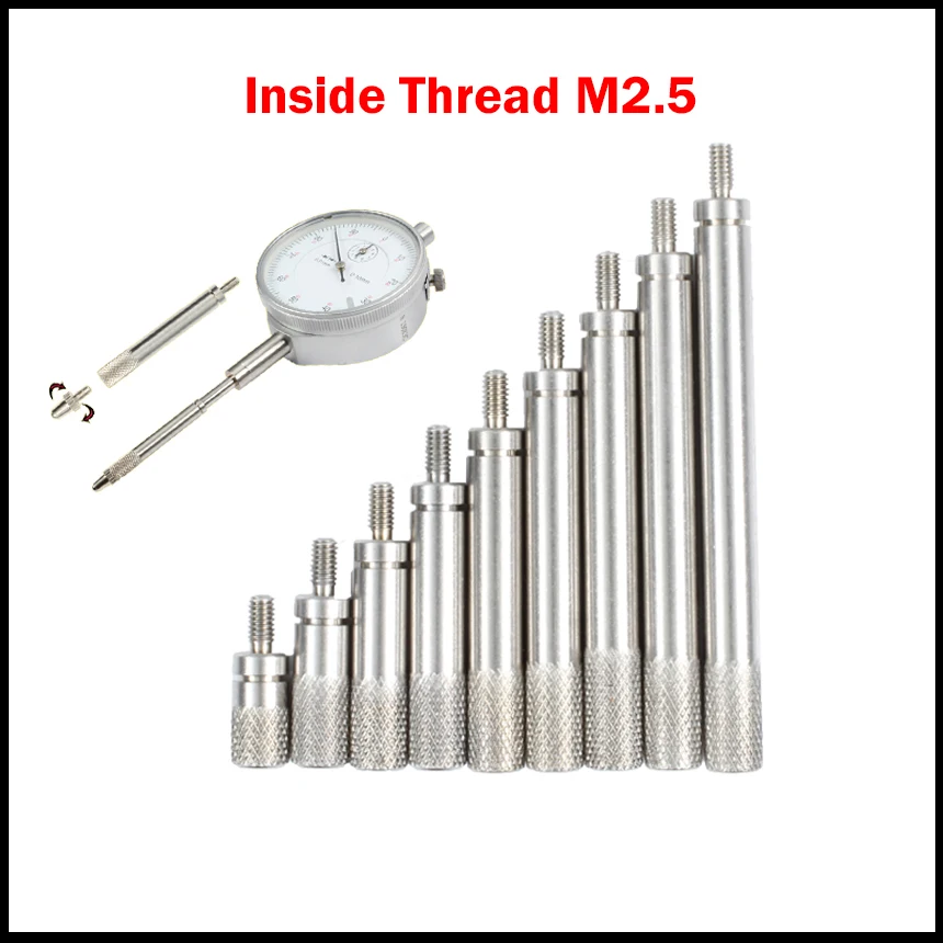 30mm 35mm 40mm 45mm 50mm Length M2.5 Inside Thread Gauge Micrometer Dial Indicator Probe Longer Connection Rod Extension Bar