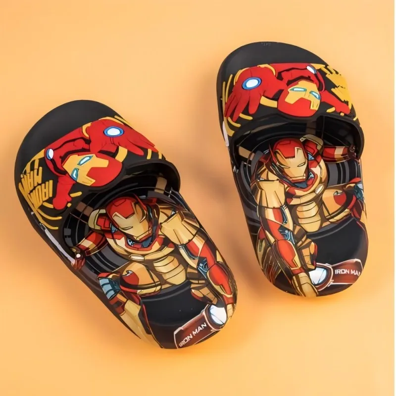 Disney Kids Slippers for Boys Summer Beach Indoor Slippers Cartoon Spiderman Home Soft Non-Slip Children Slippers Garden Shoes