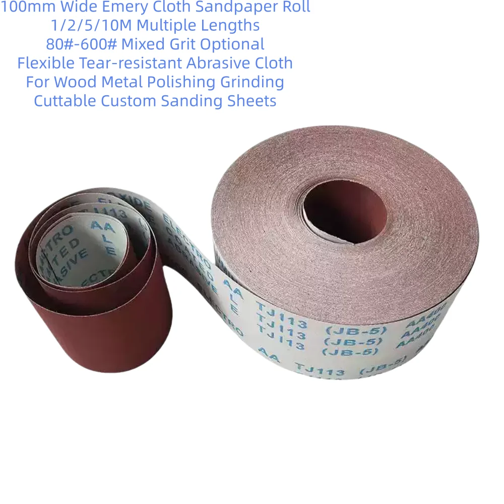 1/2/5/10M Sandpaper Roll 100mm Wide Emery Cloth Abrasive Sheet 80-600 Grit Wood Metal Polishing Sanding Belt