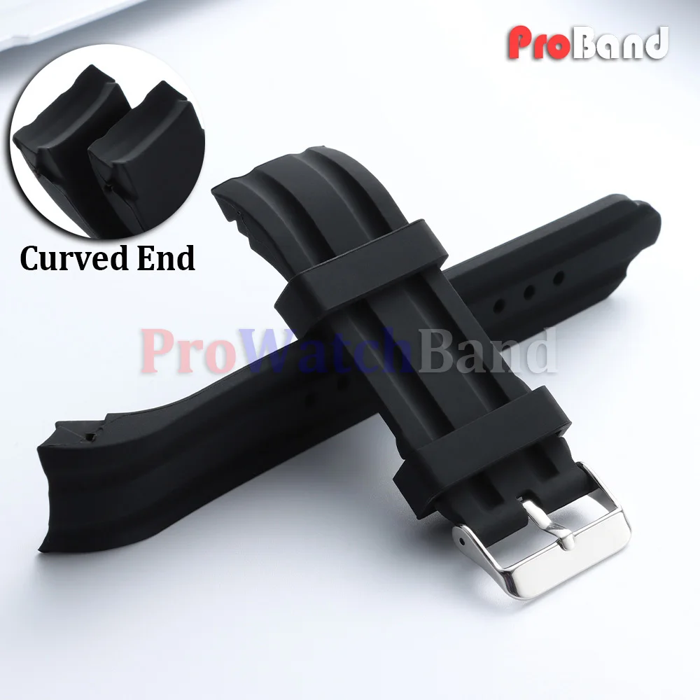 Curved End Universal Watch Band Thickened Soft 18mm 20mm 22mm 24mm 26mm Silicone Watch Straps Waterproof Bracelet for Men Women