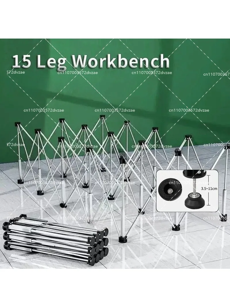 73-82 cm workbench 15-legged retractable portable folding work table with storage bag, woodworking construction camping