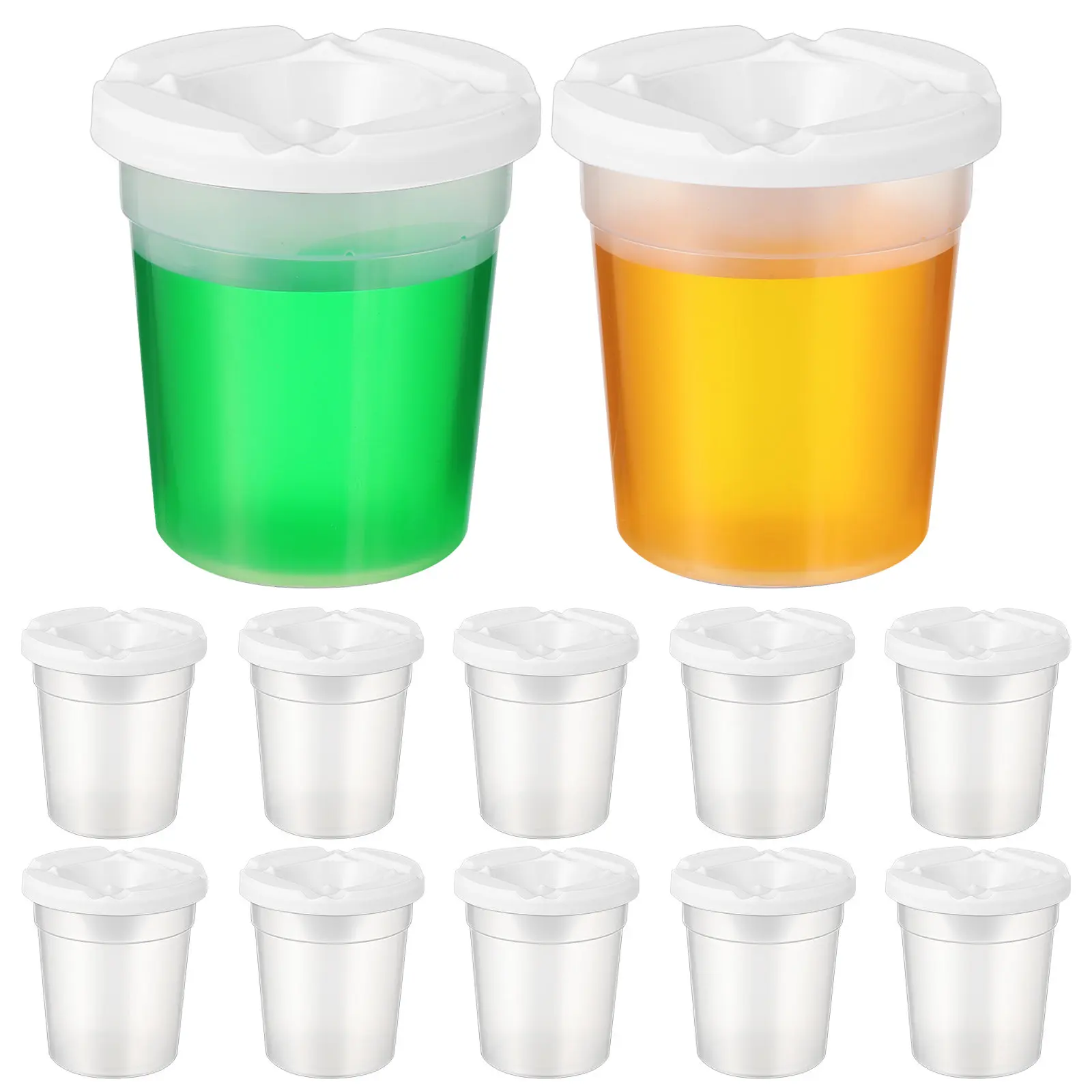 

12Pcs Portable Paint Storage Cups with Lids - Splash Proof Mini Mixing Cups for Watercolor Painting on Canvas Travel Friendly