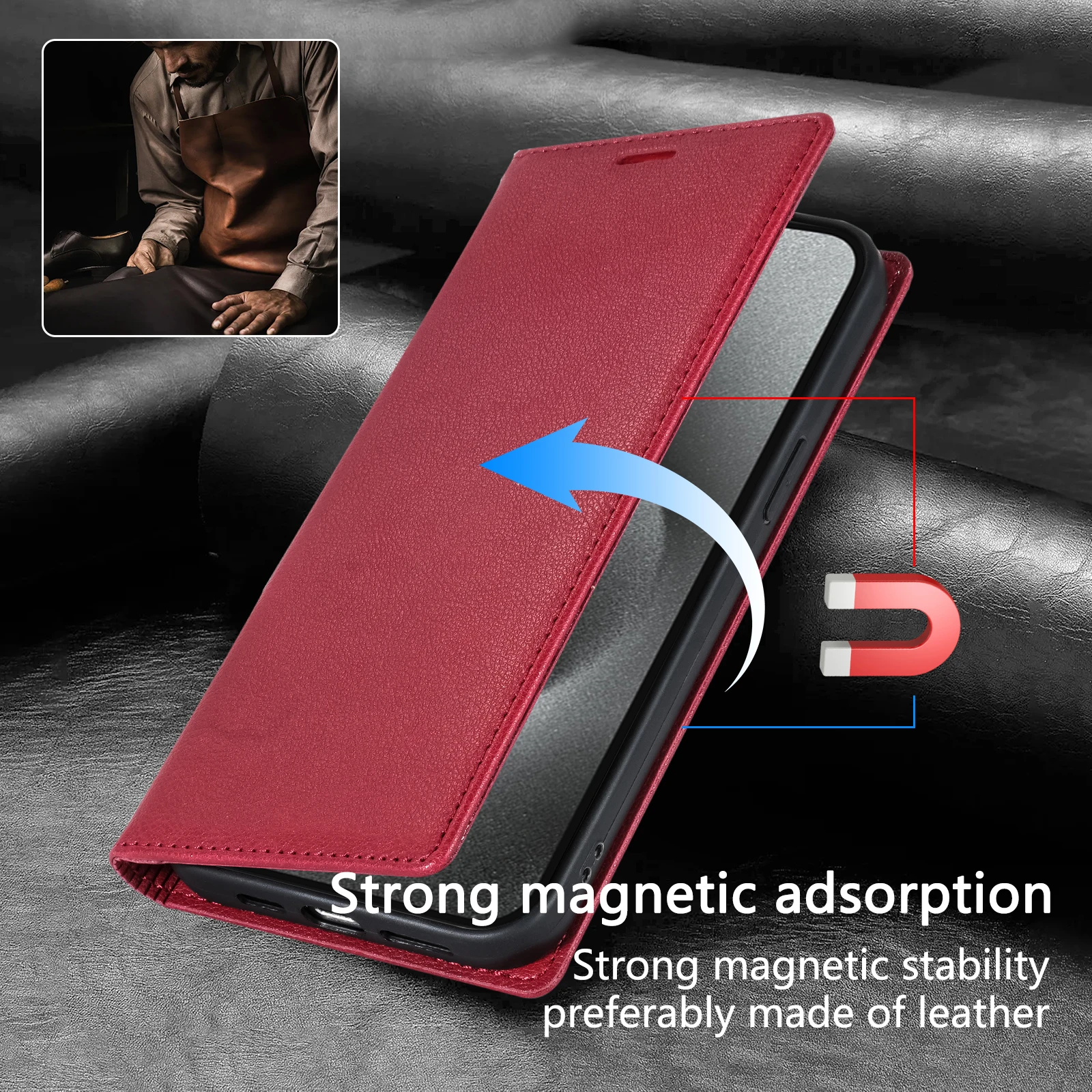 Ultrathin Flip Leather Case For iPhone 16 15 14 13 12 11 Pro Max Magnetic Wallet Card Cover For iPhone XS Max XR 8 7 Plus SE