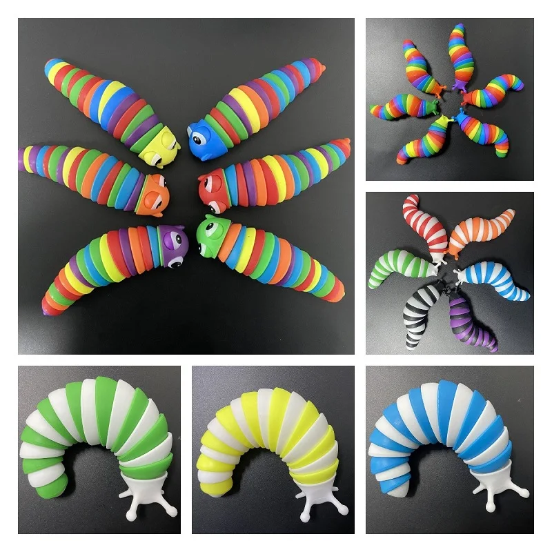 2022 New Fidget Toy Slug Articulated Flexible 3D Slug Fidget Toy All Ages Relief Anti-Anxiety Sensory Toys for Children Aldult