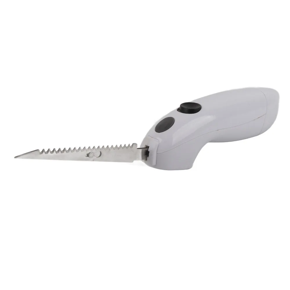 Plastic Stainless Steel Blades Electric Fillet Knife White Ergonomic Handle Cordless Kitchen Knife Battery Powered Non Slip Grip view 2