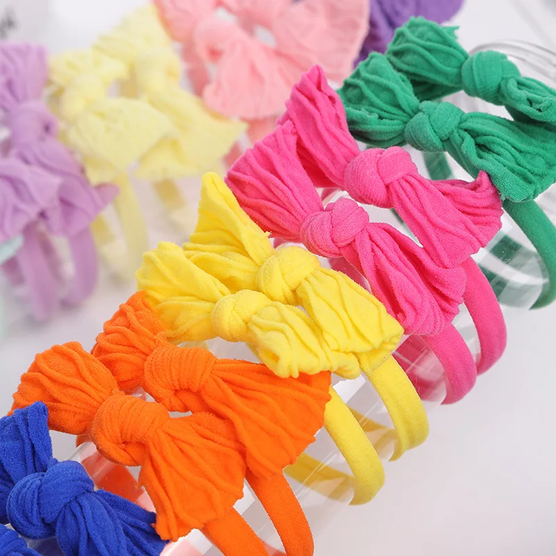 30Pcs Girls Bowknot Hair Bands Colorful Elastic Hair Ties 4CM Elastic Headband Ponytail Holder Scrunchies Girls Hair Accessories