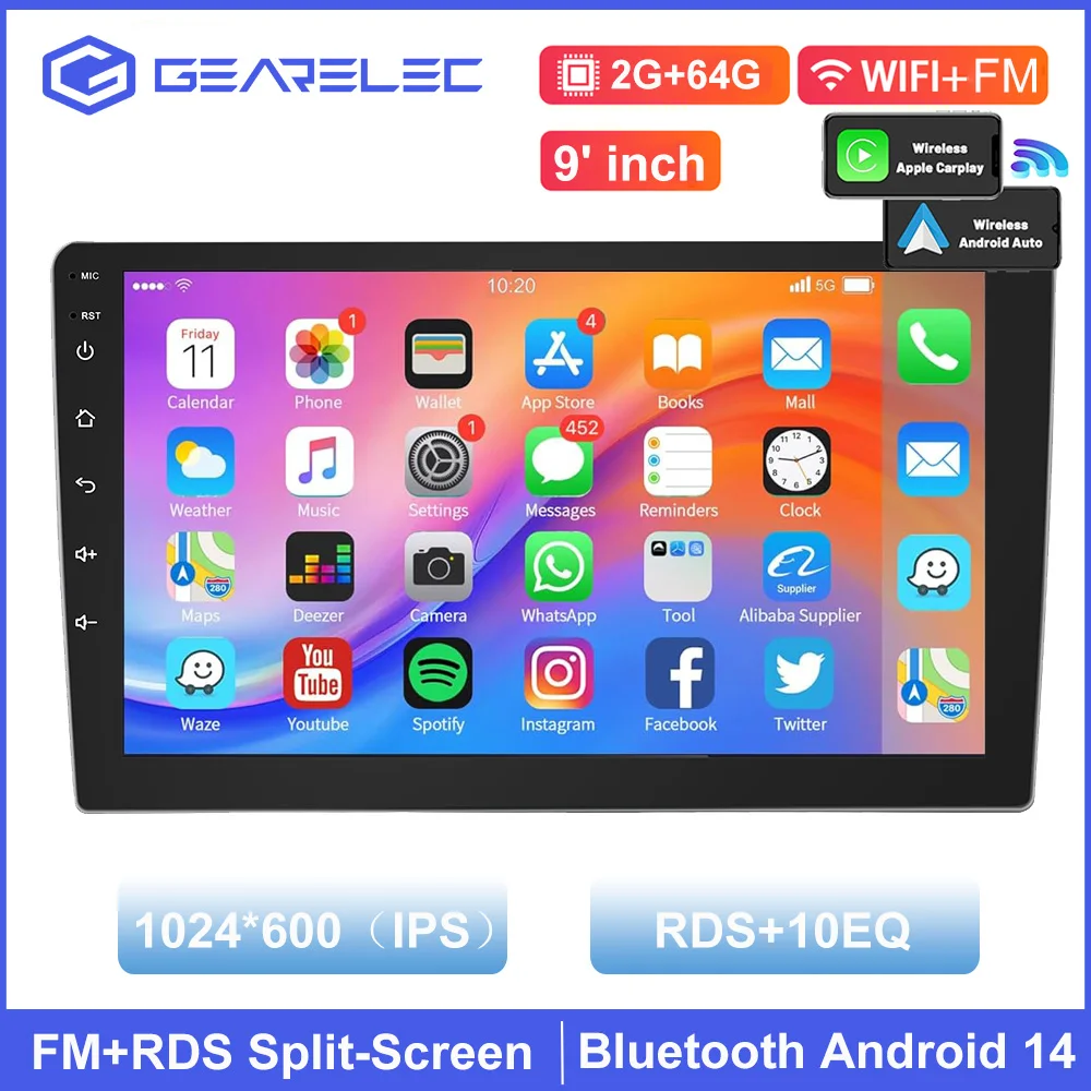Android 13 Auto Radio Carplay Android Auto Multimedia Speler 2 Din Universele 7/9/10 Inch Autoradio Wifi Gps Navi Rds Usb Camera