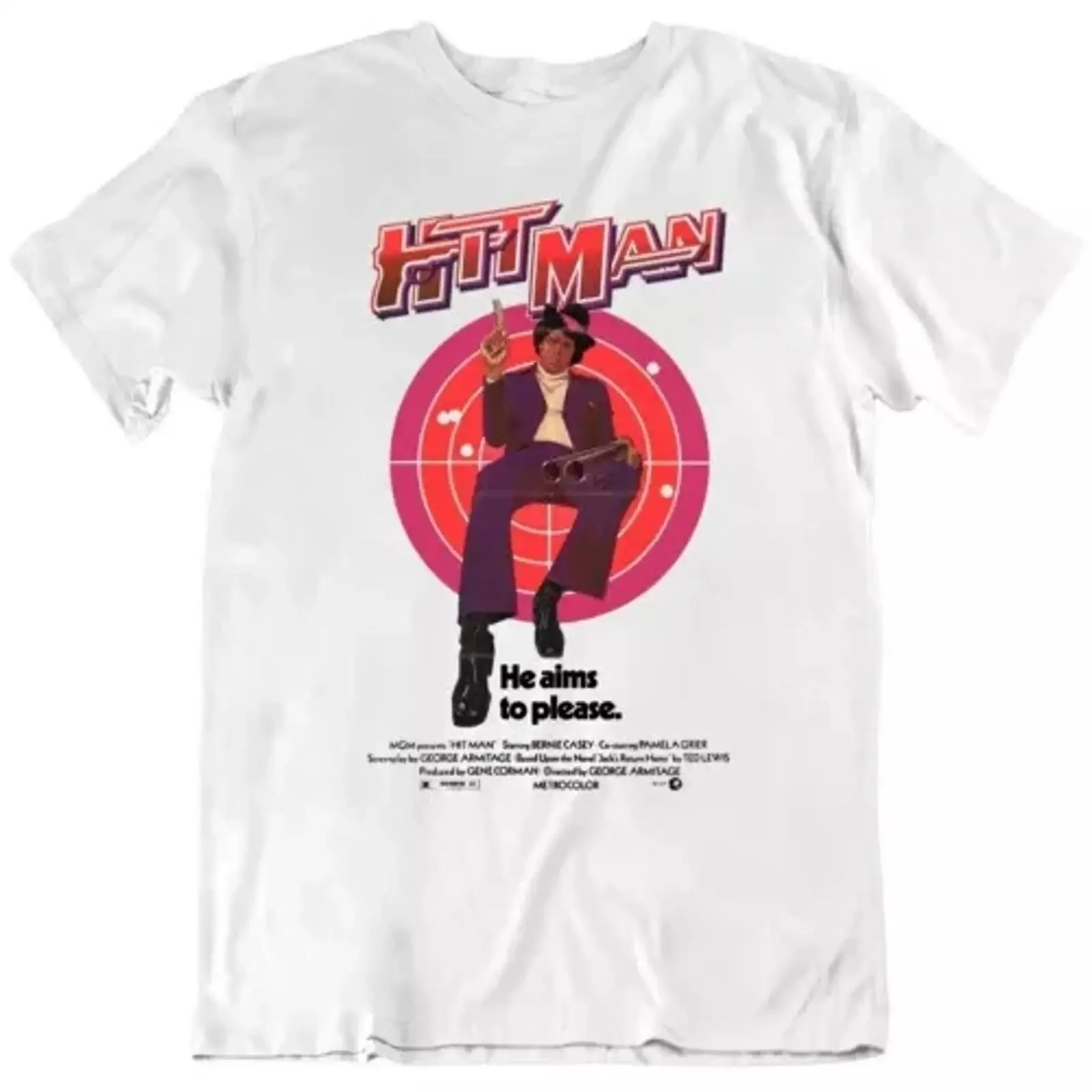 Hitman Pam Grier Original Retro Movie Poster V2 T Shirt webp vintage Washed homme graphic Versatile streetwear Stretched Soft