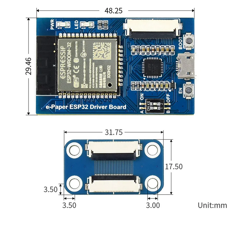 A13E-3X Universal E-Paper ESP32 Driver Board For Waveshare SPI E-Paper Raw Panels Wifi/Bluetooth Wireless For Arduino
