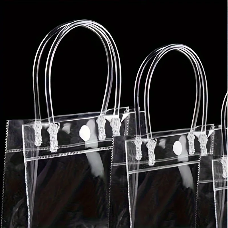 5Pcs Transparent Gift Bags Wedding Gift Packaging Boxes with Handles Clear Plastic Gift Bags Pvc Shopping Bag Party Favors