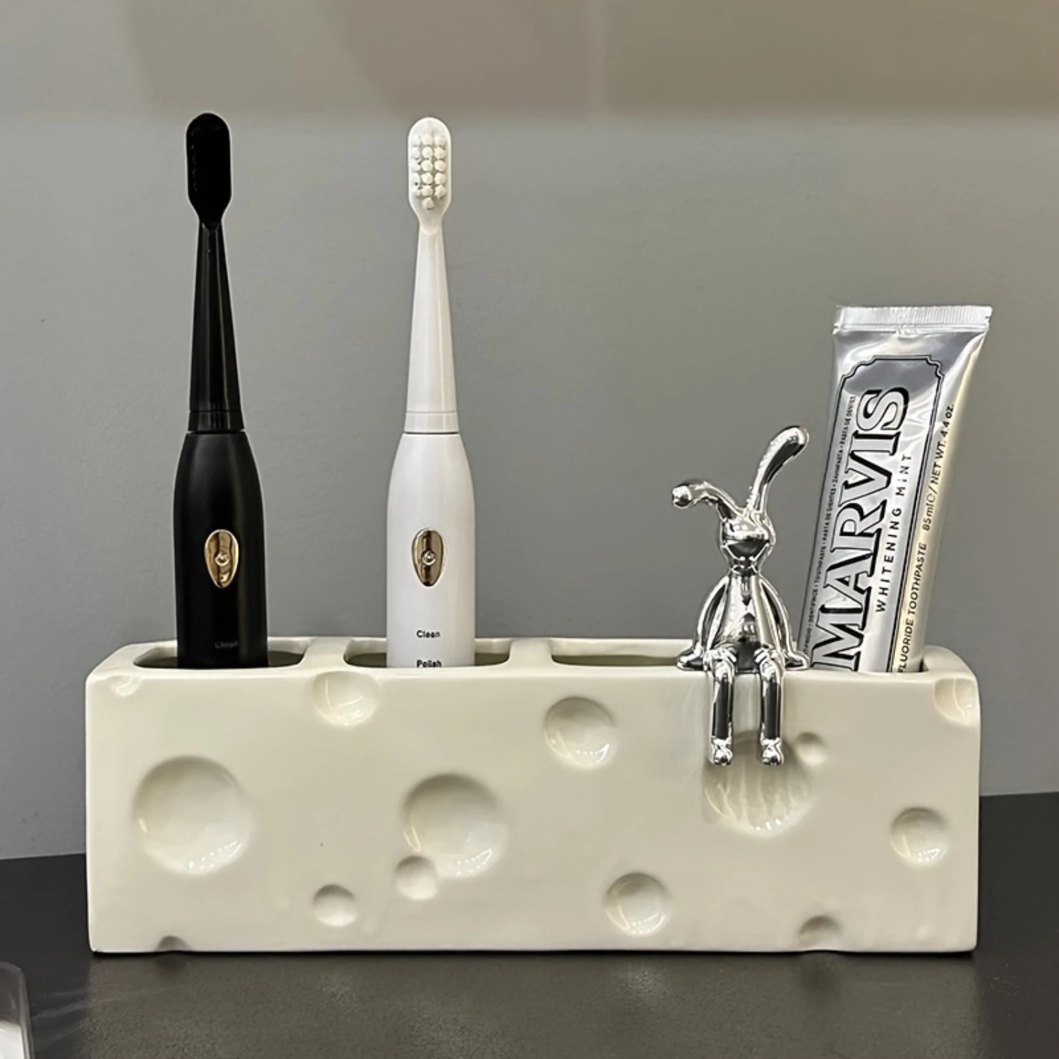 

1pc Rabbit Toothbrush Holder, Toothbrush & Toothpaste Stand For Bathroom Vanity Countertop, Multi-Functional Organizer