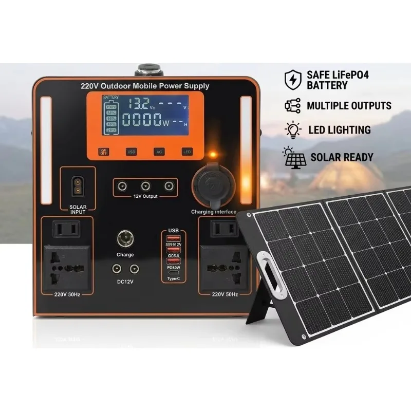 

2026 New Solar Generator, Multi Wattage Lithium Battery, Off Grid Mini Power System with Solar Panel for Camping Use