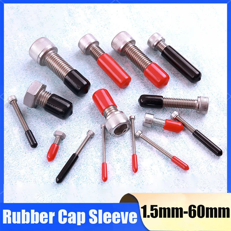2~200Pcs Black/Red Soft Sheath Rubber Screw Cover rubber Cap Cover 1.5mm~60mm Seals Plugs Decorative End Caps Threaded Stopper