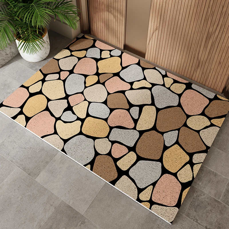 Entrance door floor mat, outdoor door scraping and dust removal foot mat, PVC wire circle can be cut, dirt resistant carpet