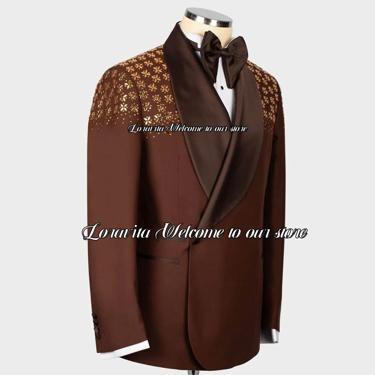 Formal Banquet Male Prom Blazers Luxury Shine Crystal Men's Suit Lapel Made Groom Wear Wedding Tuxedo 2 Pieces Costume Homme